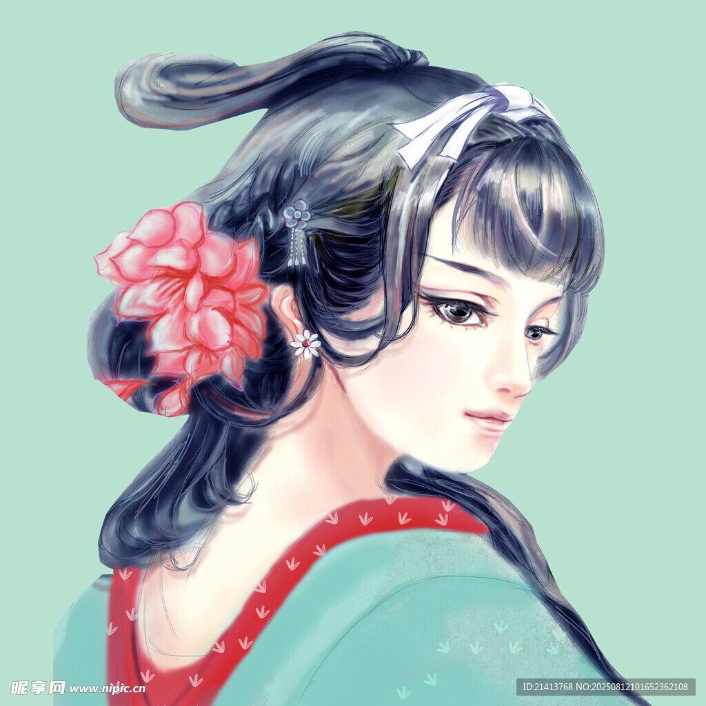古风发簪少女侧颜