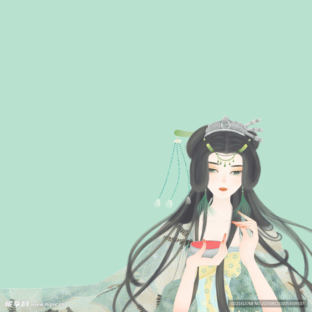 古风少女持物优雅而立