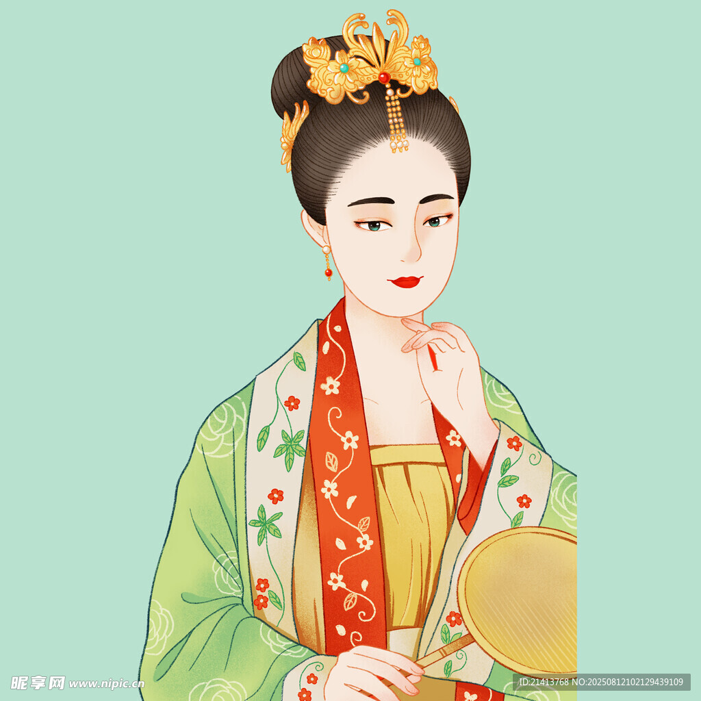 古风汉服女子优雅持扇
