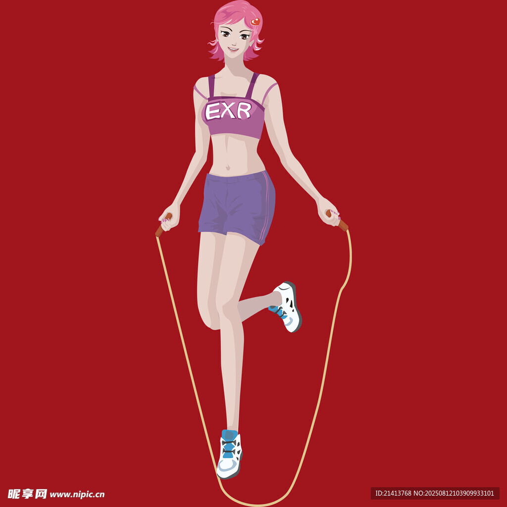 活力少女跳绳瞬间