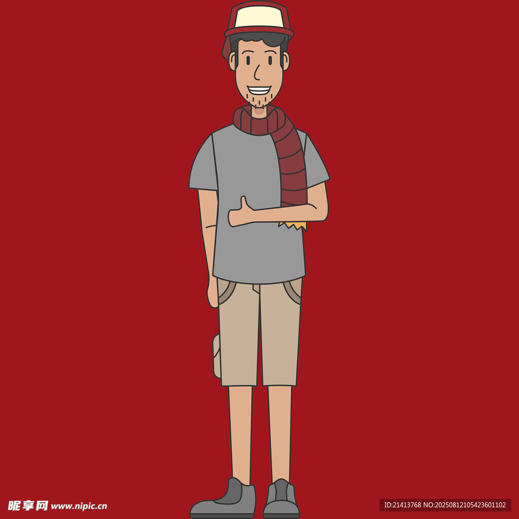 戴帽少年休闲装扮形象