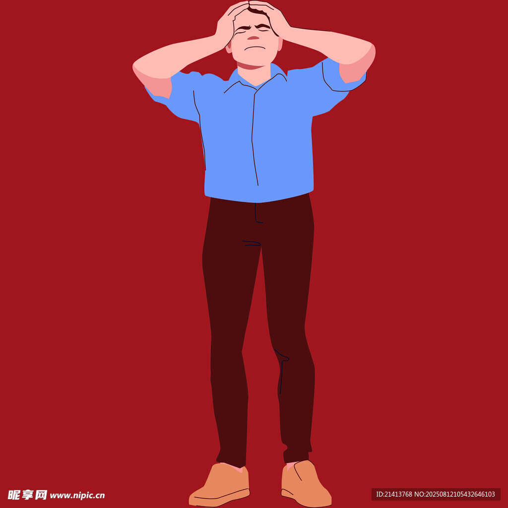 男子双手捂脸显惊讶