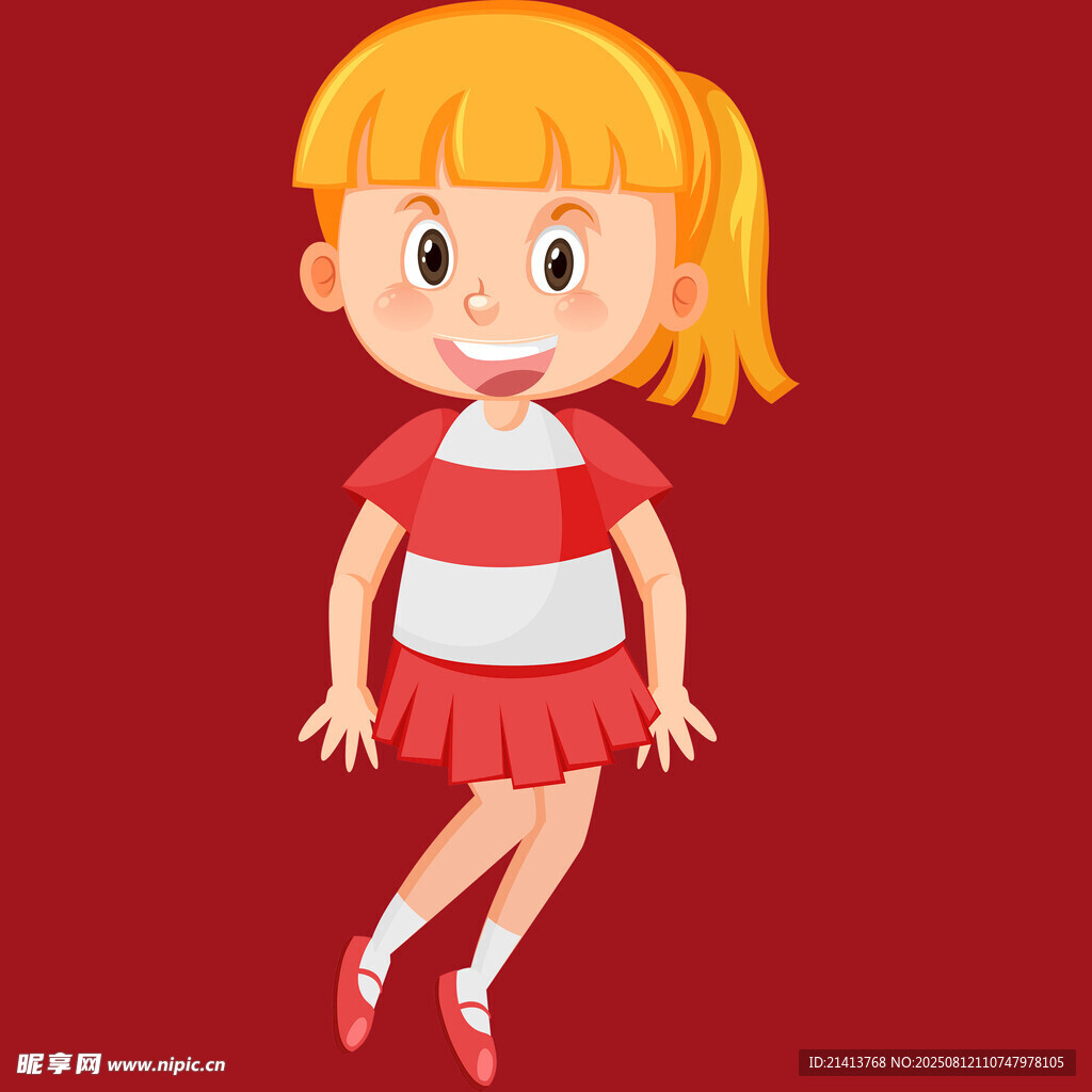 红衣小女孩俏皮起舞
