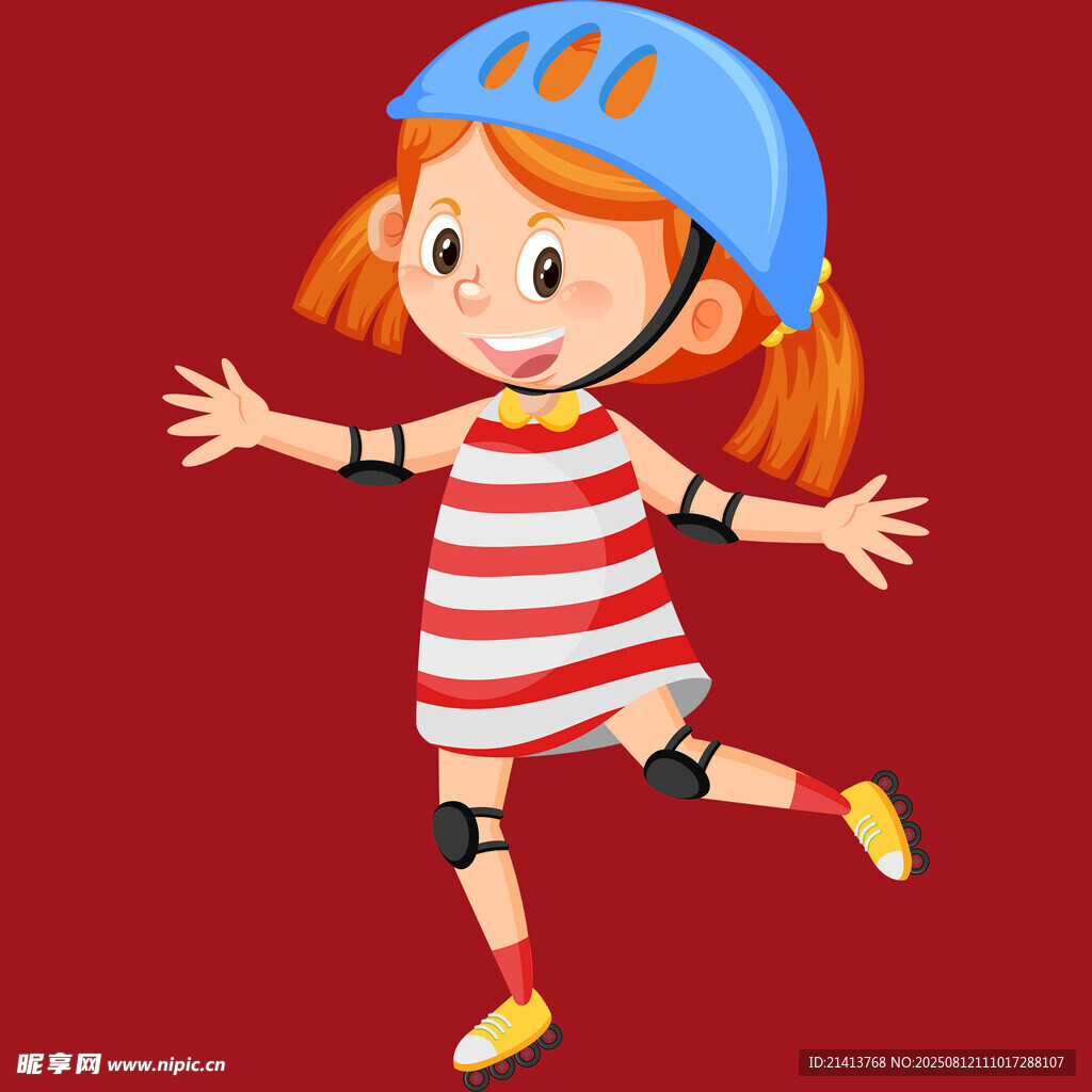 穿护具玩耍的活力小女孩