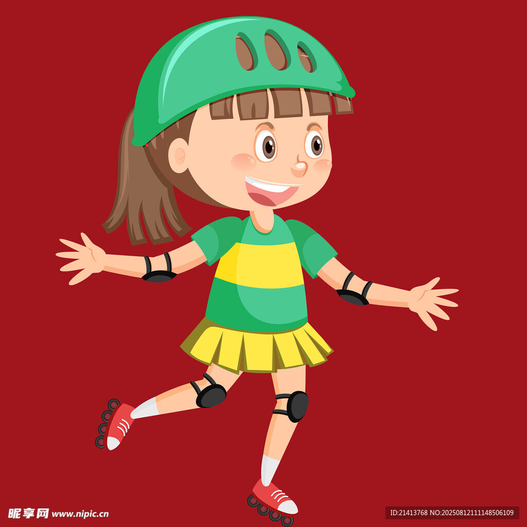 轮滑小女孩的活力瞬间