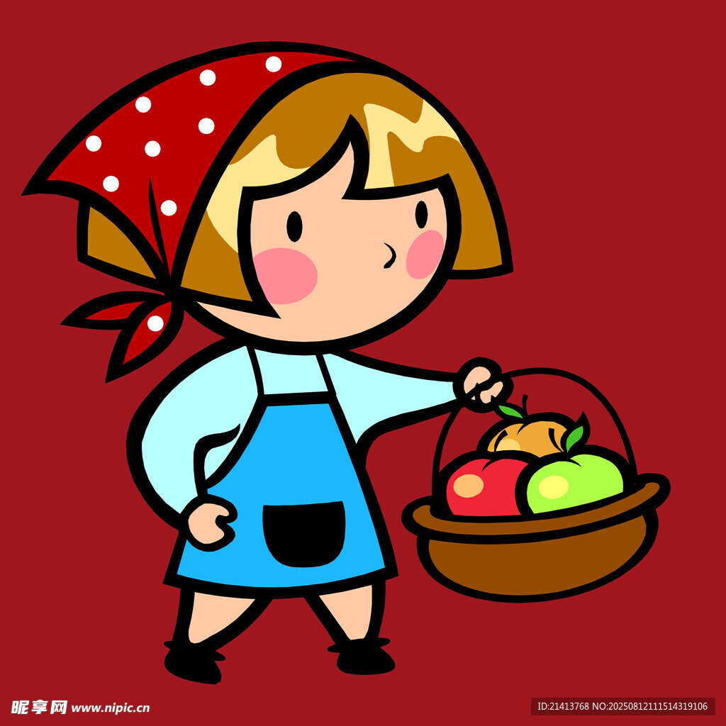 提篮女孩采水果