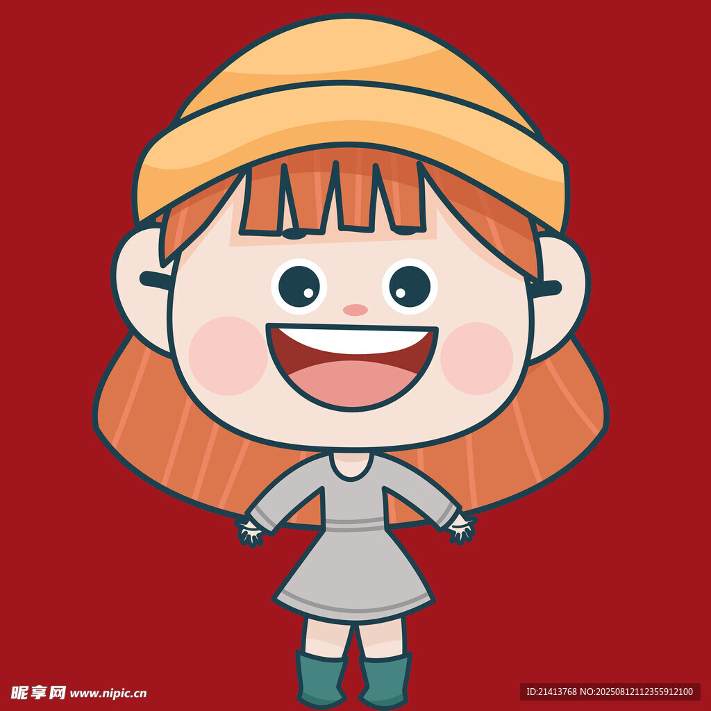 戴帽红衣笑女孩