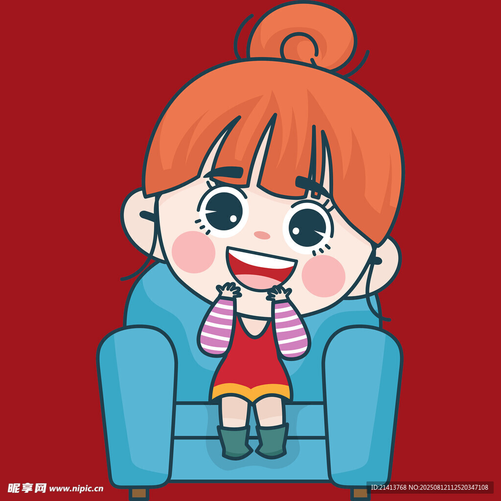 小女孩惬意坐沙发