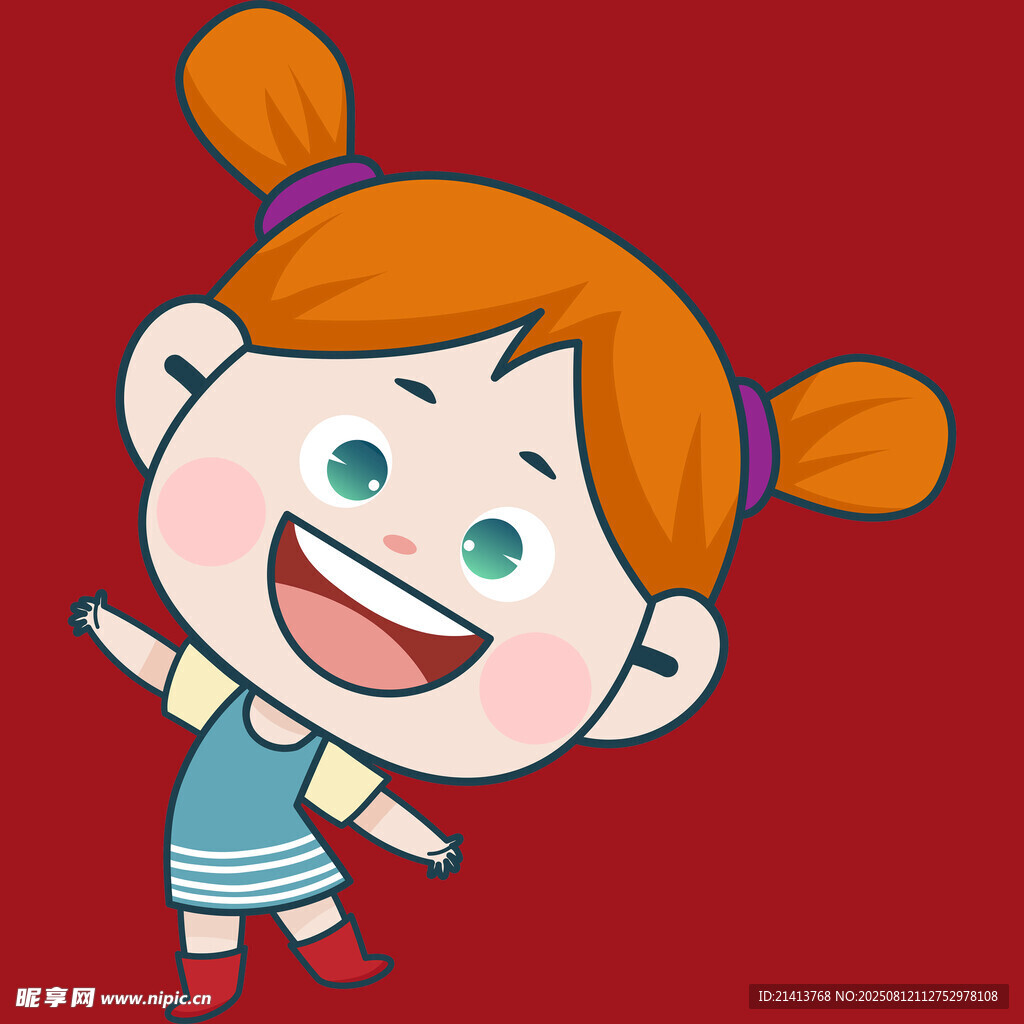 扎双马尾的开心小女孩