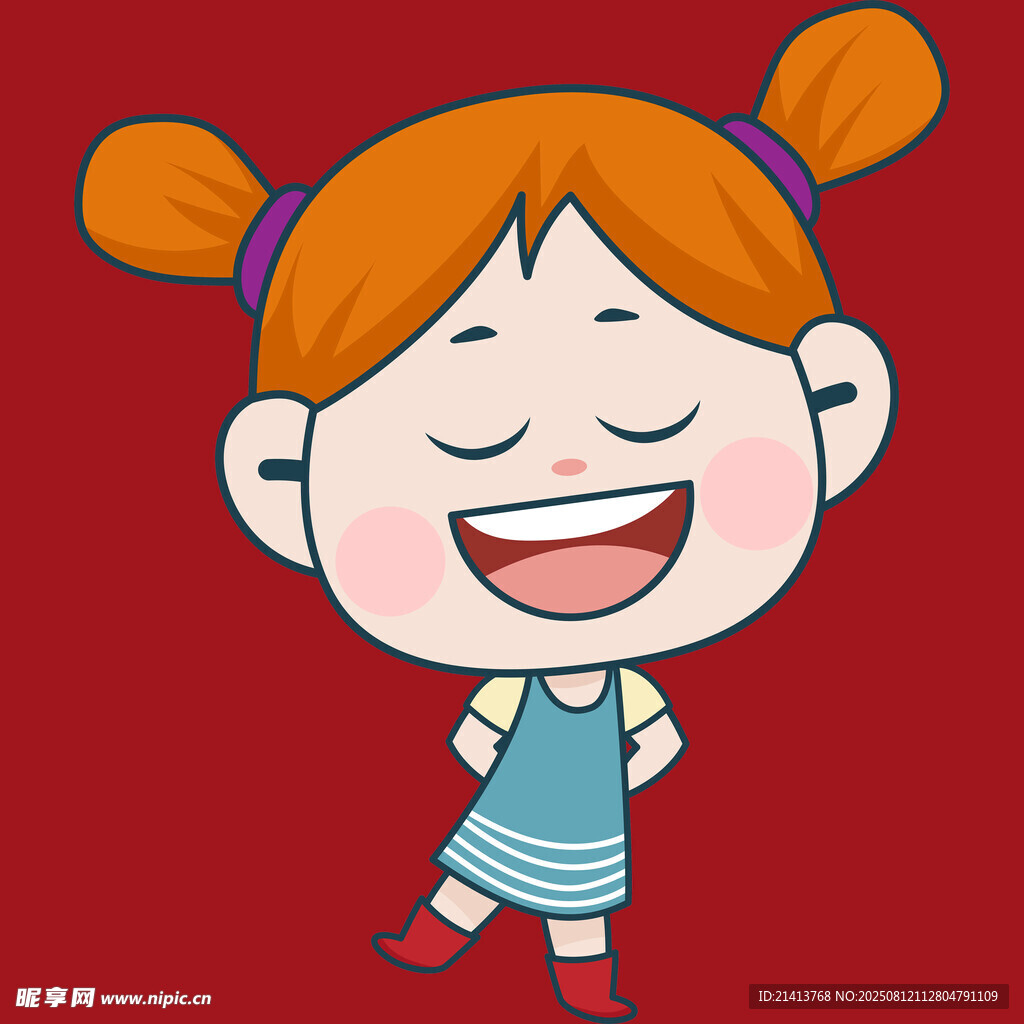 扎双马尾的快乐小女孩