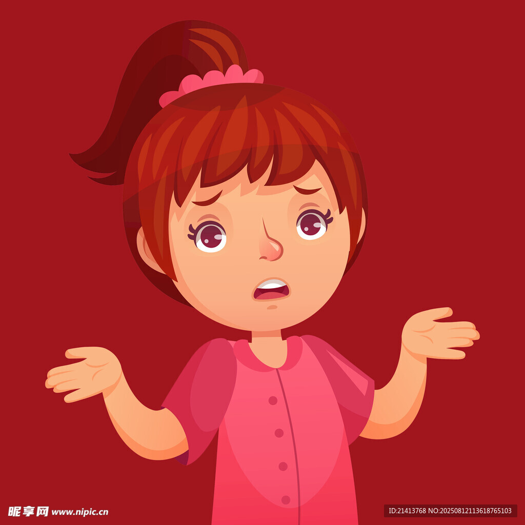 困惑的红衣小女孩