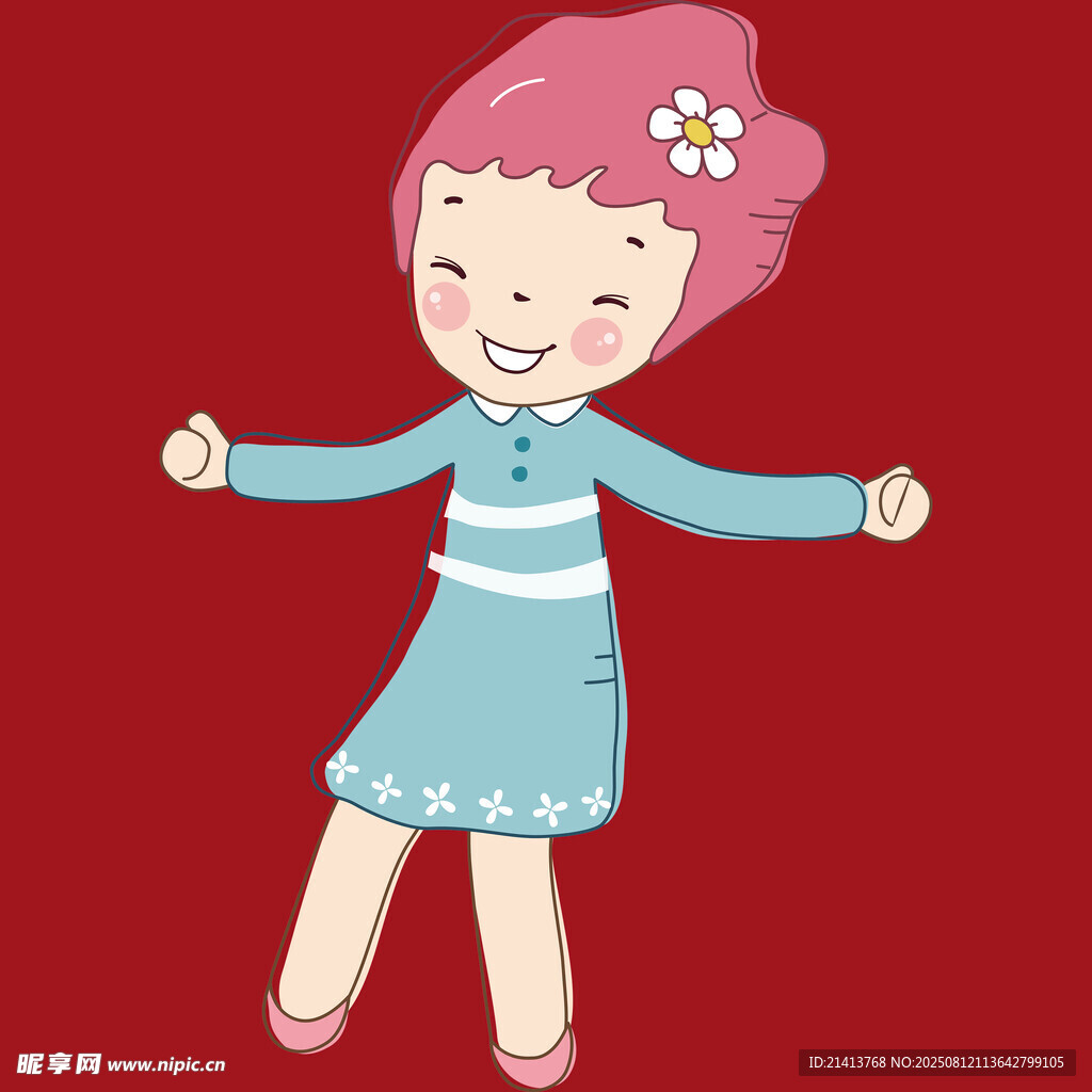快乐小女孩张开双臂