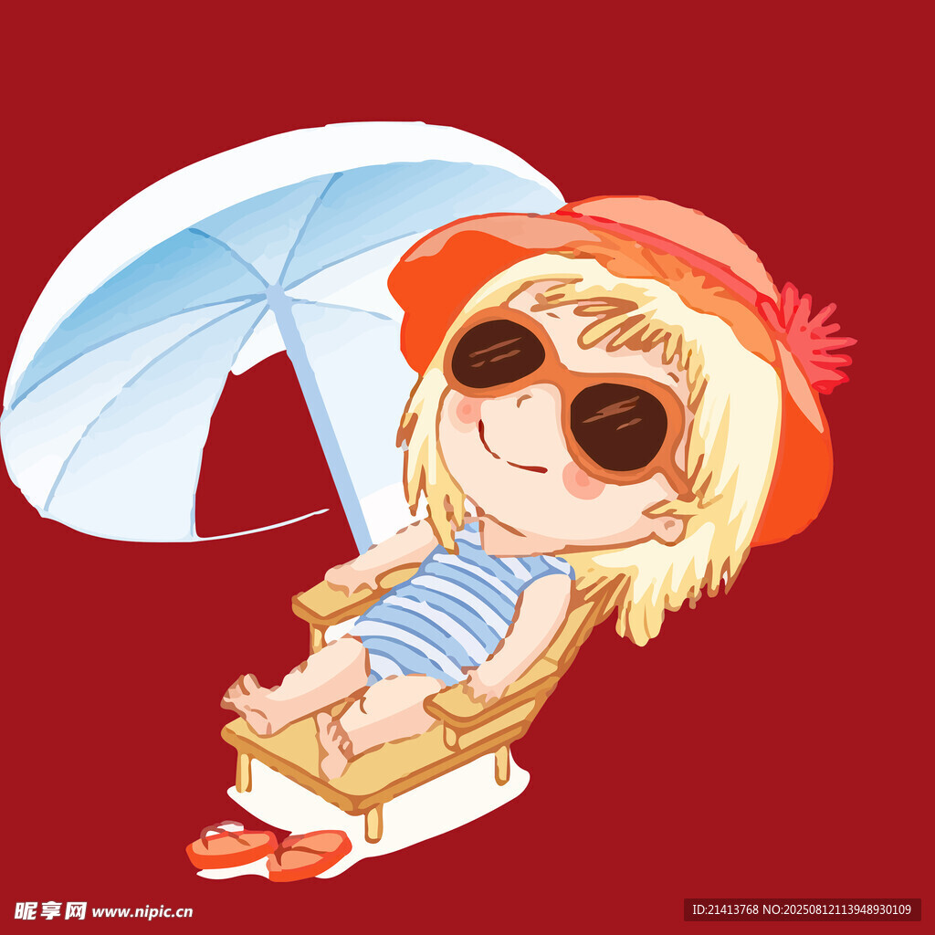 沙滩度假的可爱小女孩