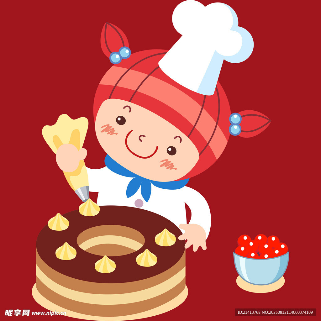 小女孩快乐烘焙美味蛋糕