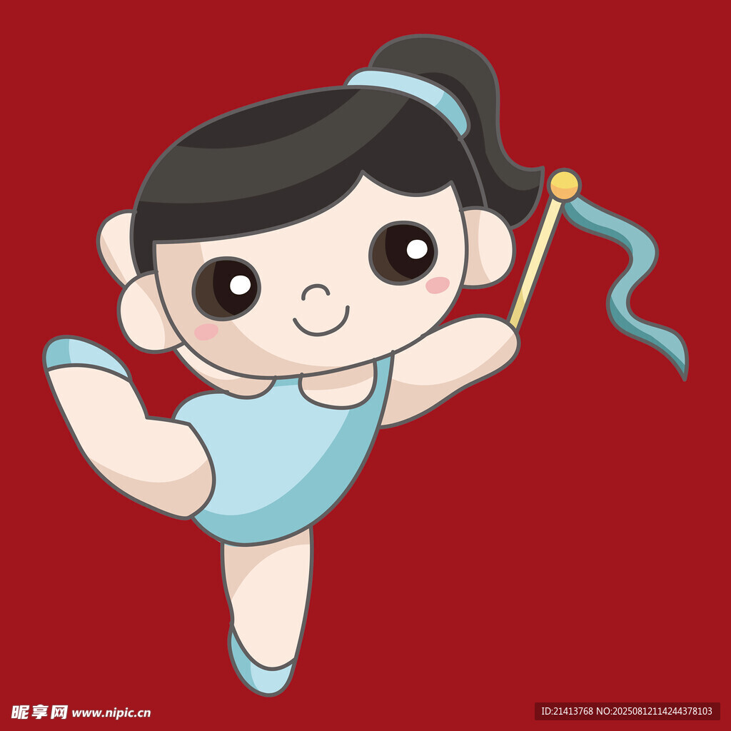 可爱芭蕾女孩舞动丝带