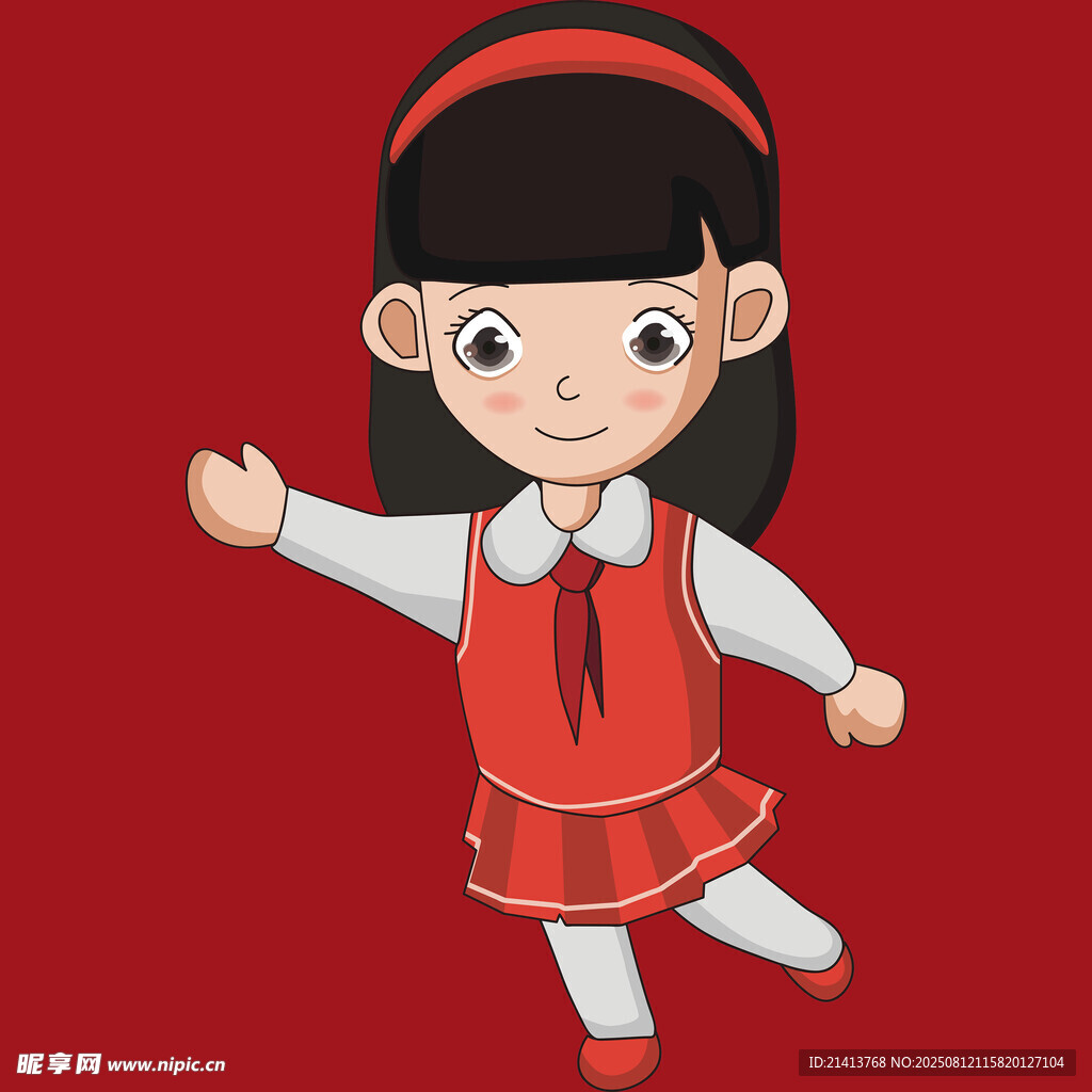 红衣俏皮小女孩