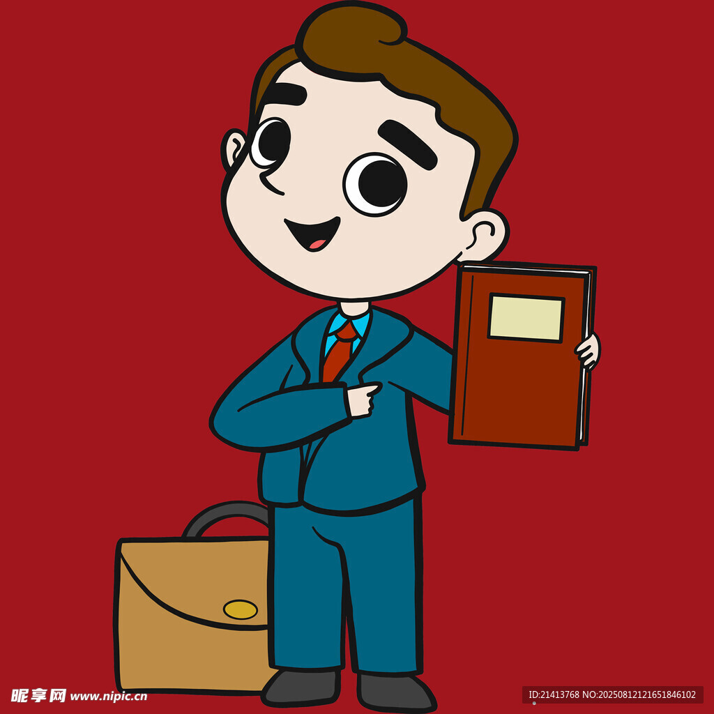 商务男士手持书本与公文包