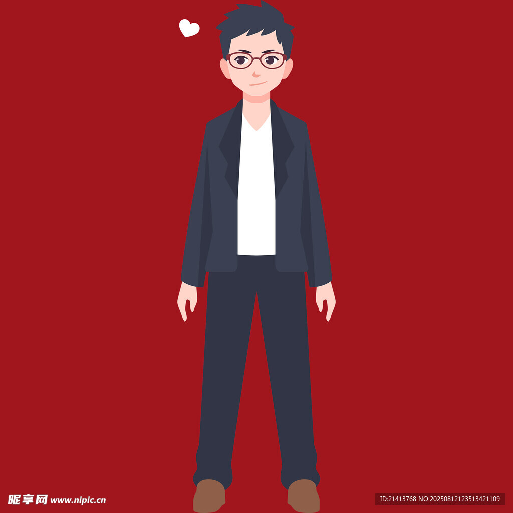穿西装的卡通男孩形象