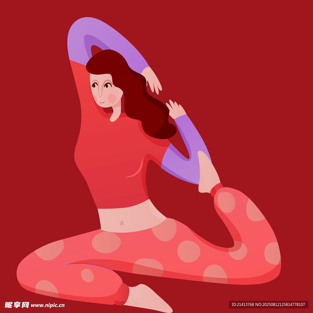 女子优雅做瑜伽伸展身姿