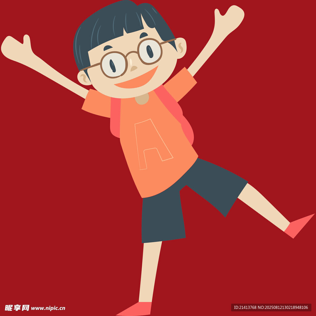 快乐男孩活力跳跃瞬间