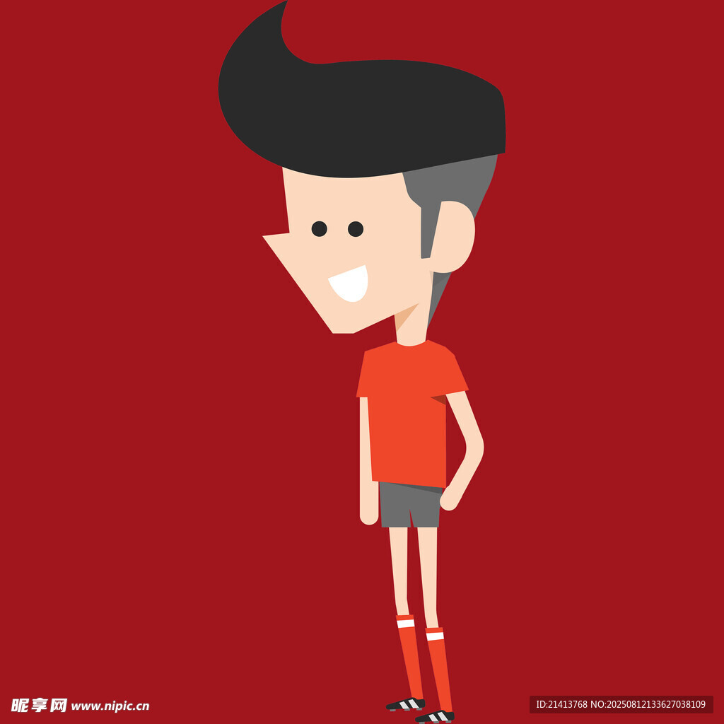 红衣卡通男孩站立形象
