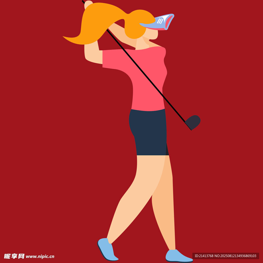 挥杆的女性高尔夫球手