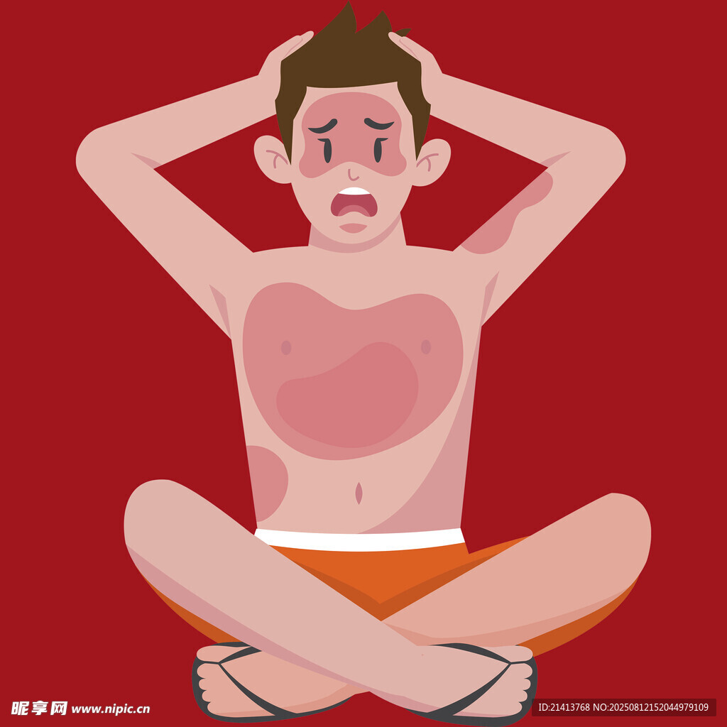 苦恼男子盘腿坐 双手抱头