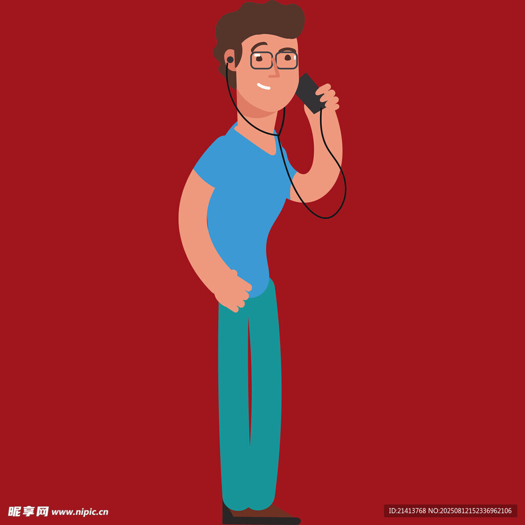 男子手持听筒打电话
