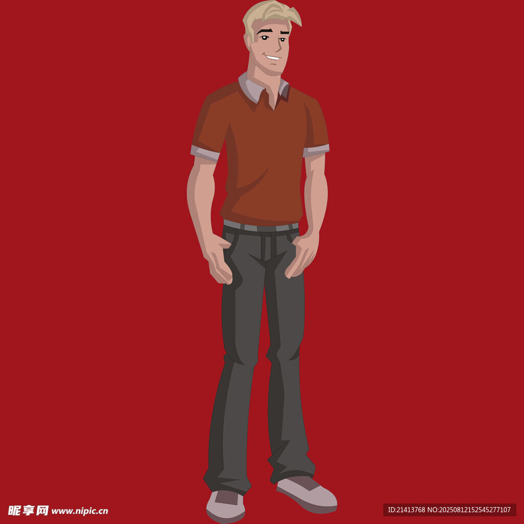 穿棕色上衣的男性3D模型