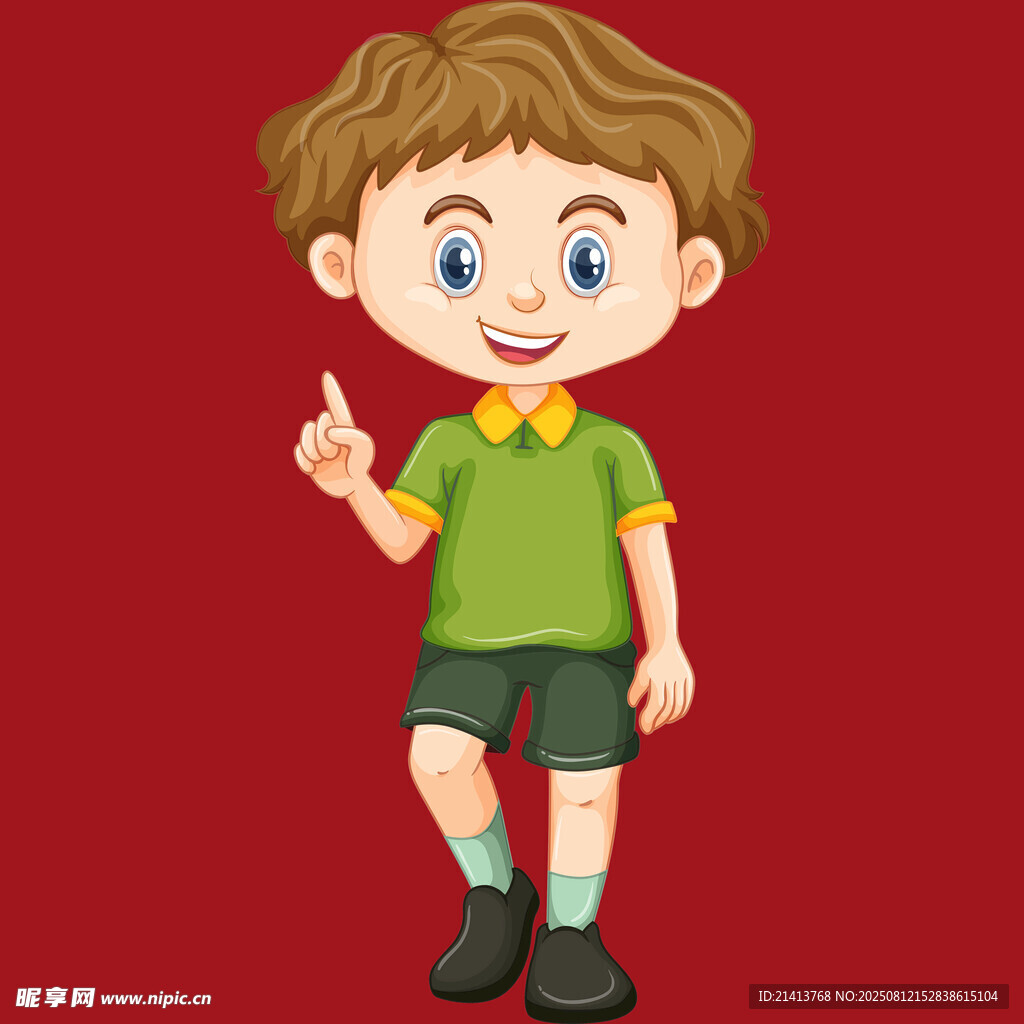 穿校服比耶的小男孩