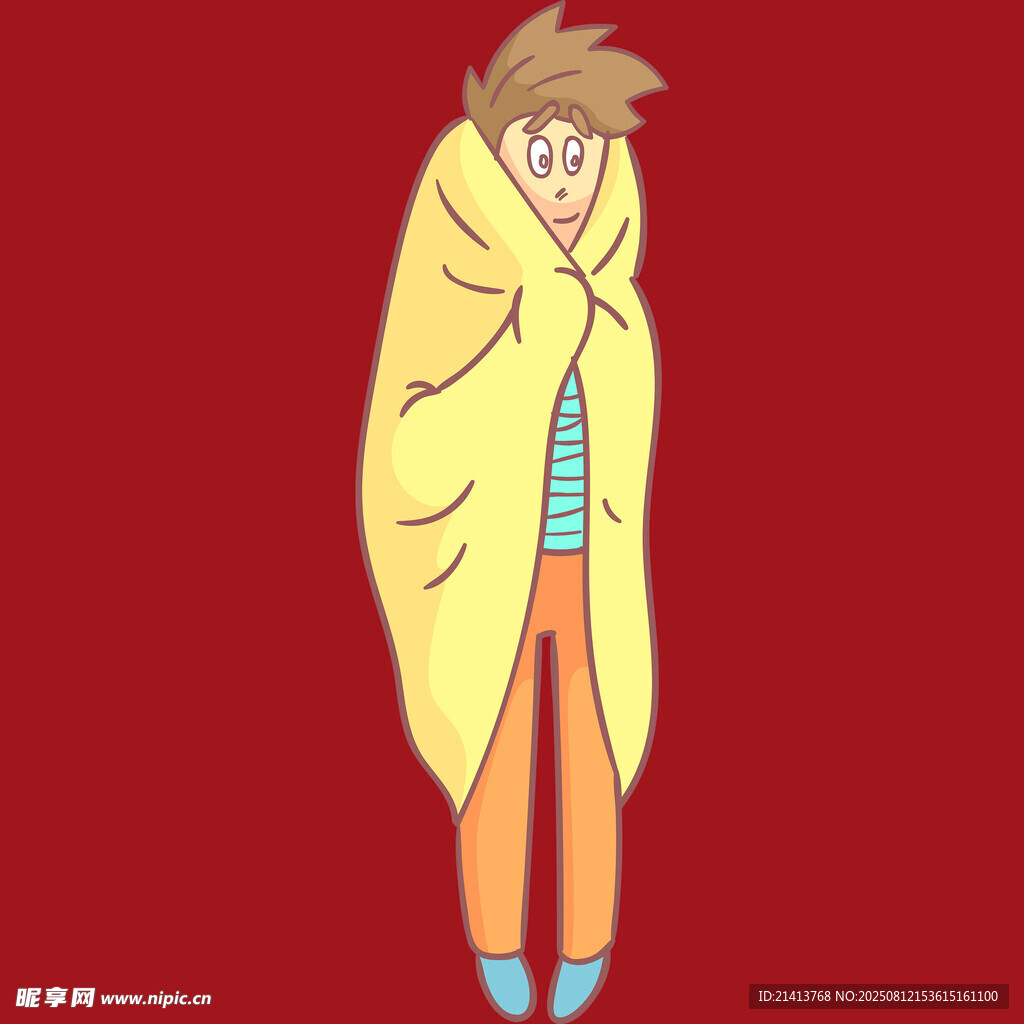 裹毛毯瑟瑟发抖的人