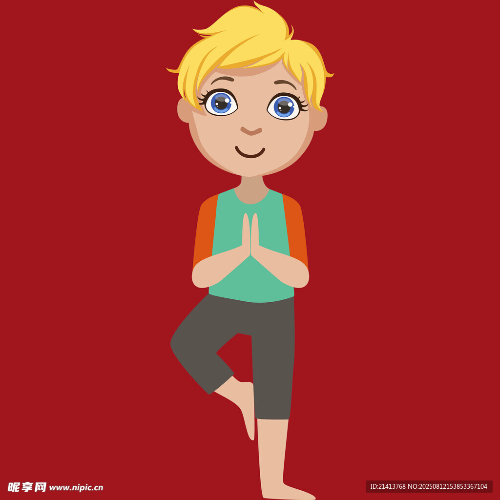 小男孩做瑜伽姿势
