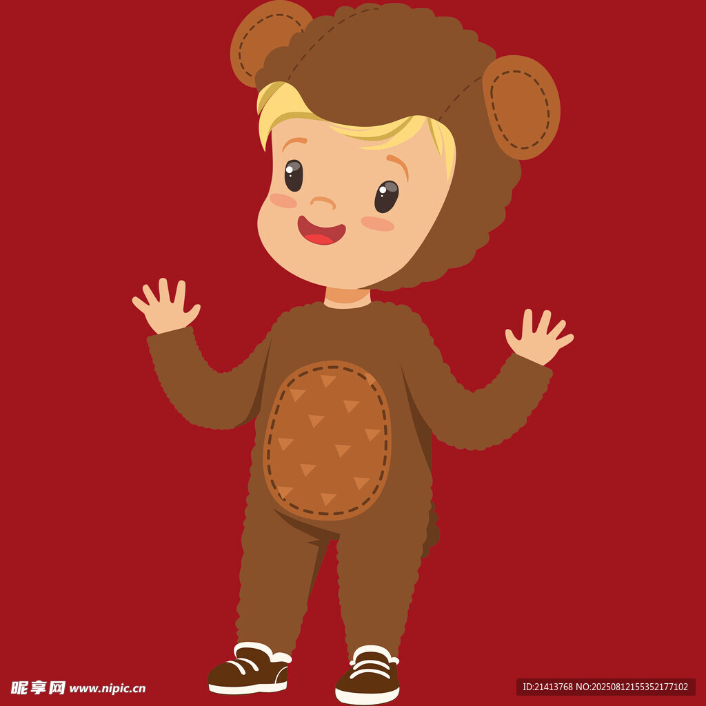 穿小熊服装的可爱小孩