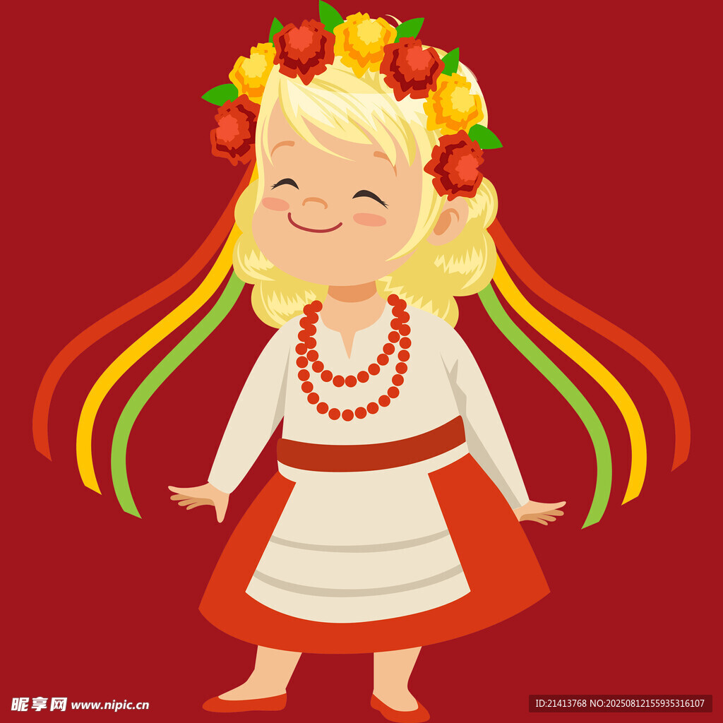 身着民族服饰的欢乐女孩