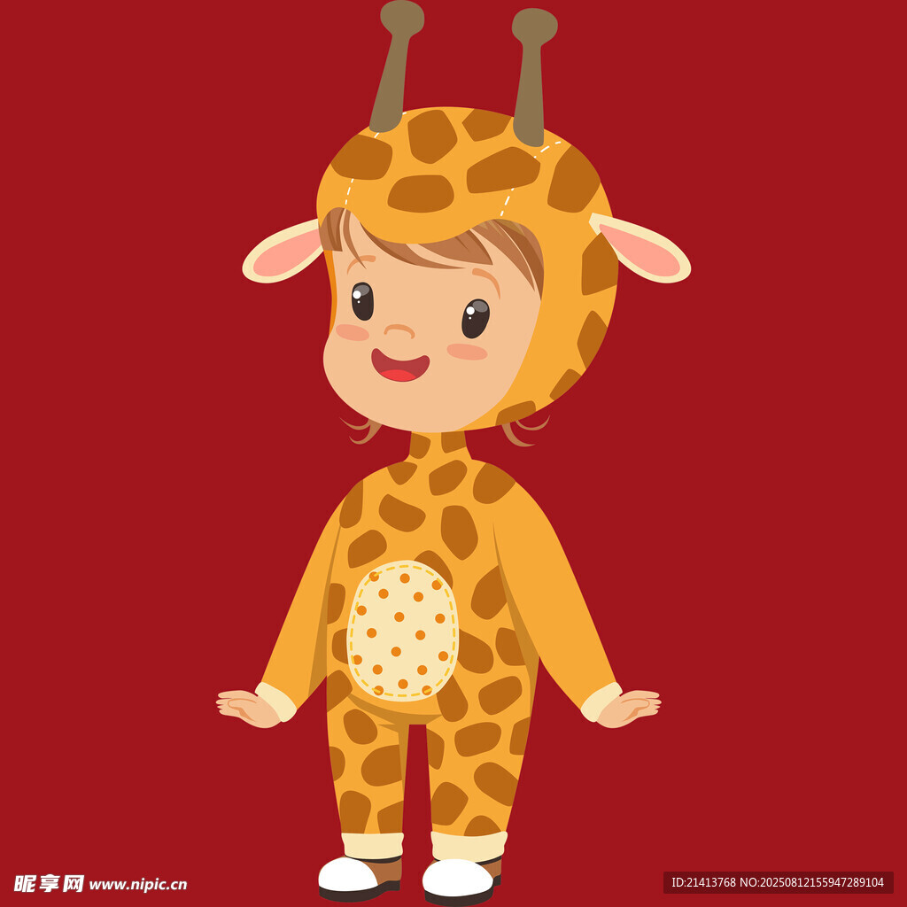 穿长颈鹿服装的可爱小孩