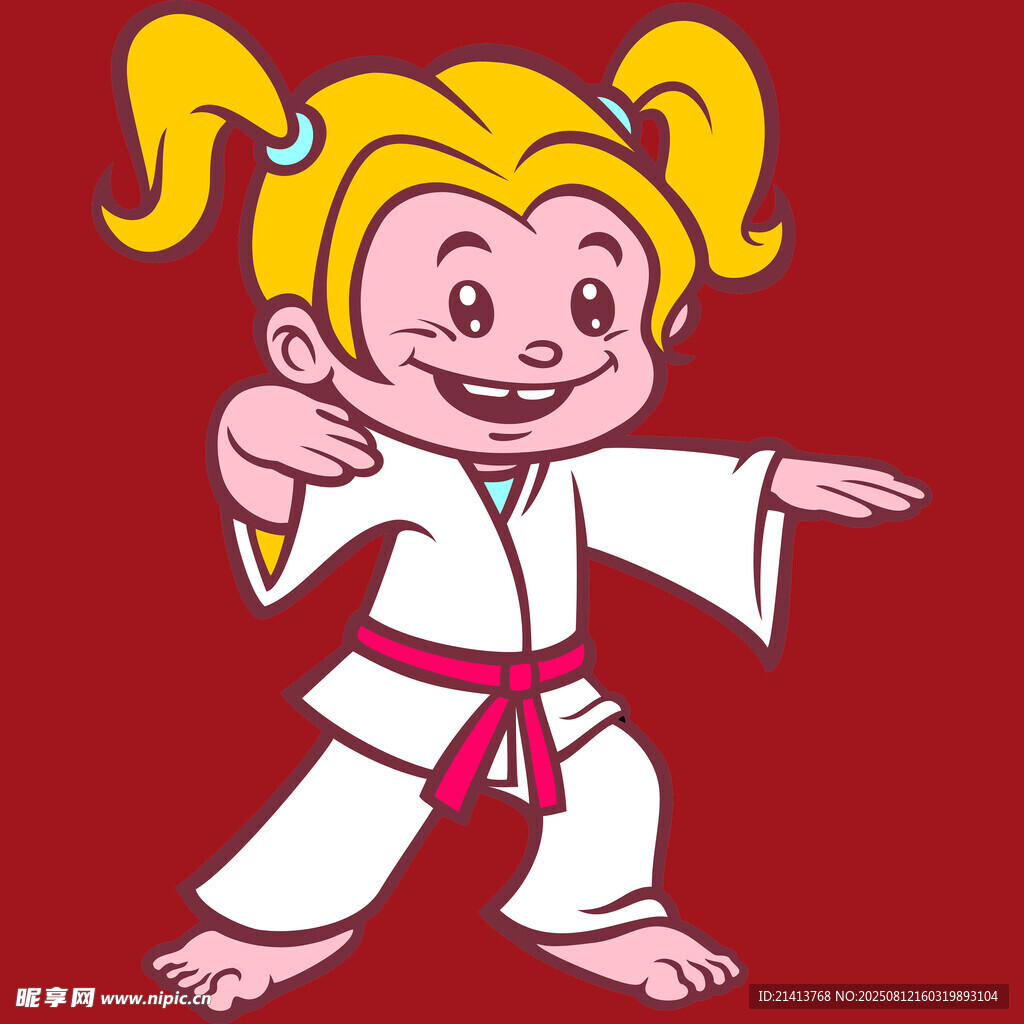 练跆拳道的俏皮小女孩