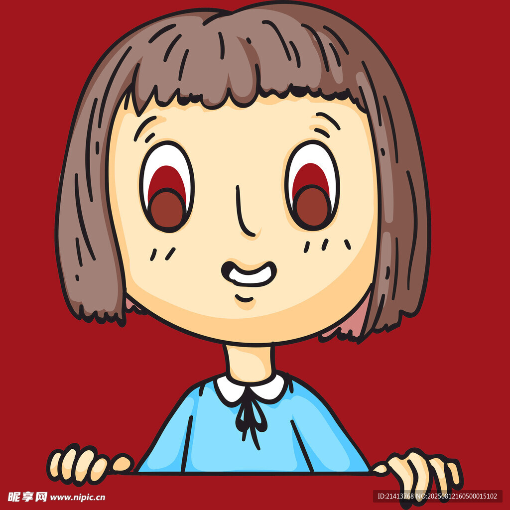 可爱女孩双手扶边微笑