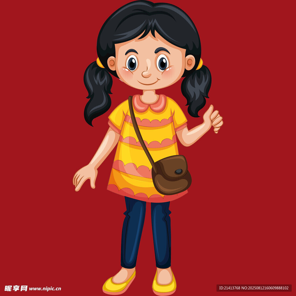 扎双马尾的可爱小女孩