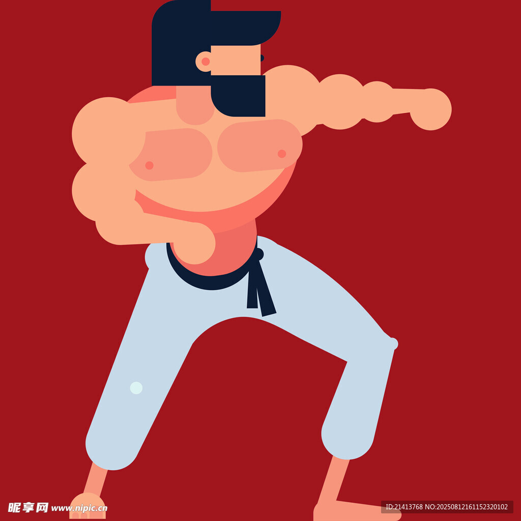 武术男子摆出战斗姿势