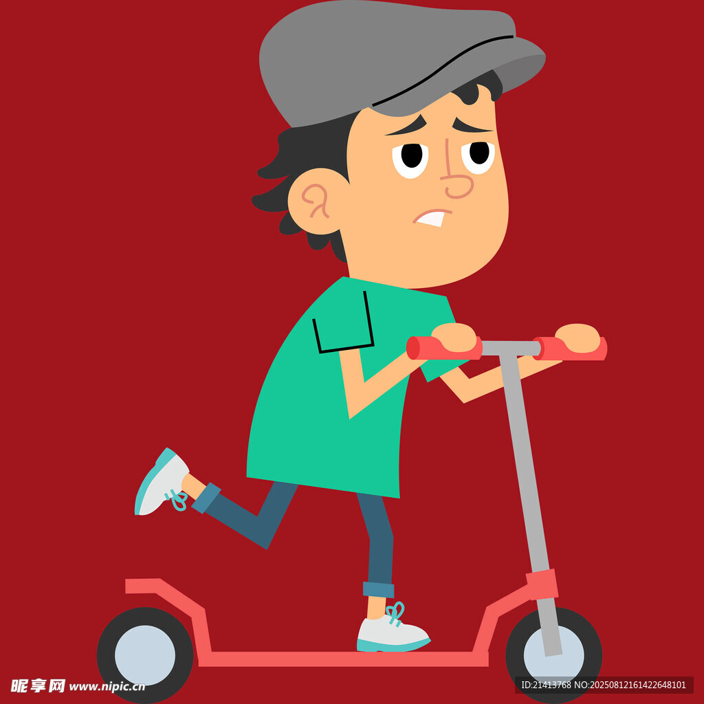 男孩骑滑板车玩耍