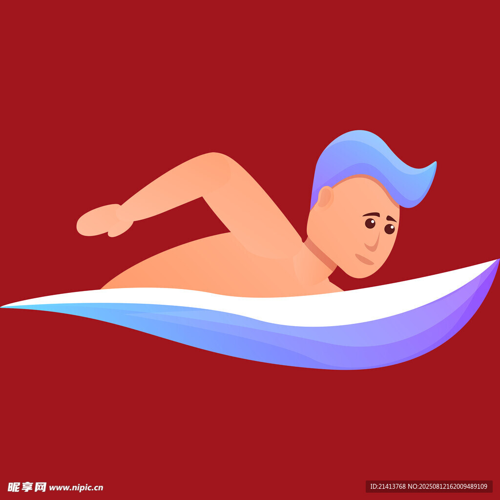 游泳者在水中奋力划动