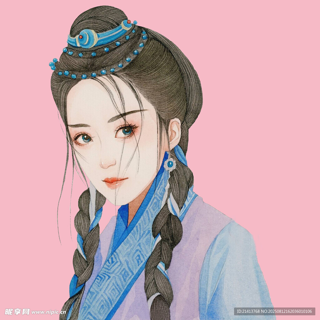 古风辫发女子形象