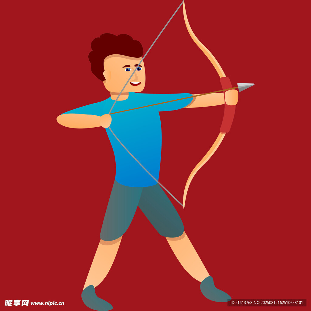 男孩专注拉弓射箭