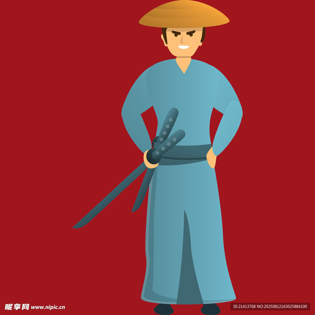 身着和服的日本武士形象