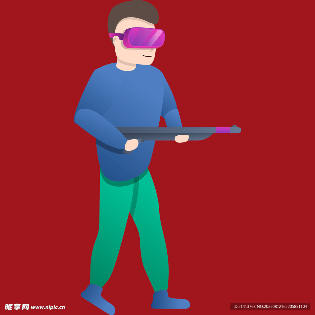 男子持械戴VR设备