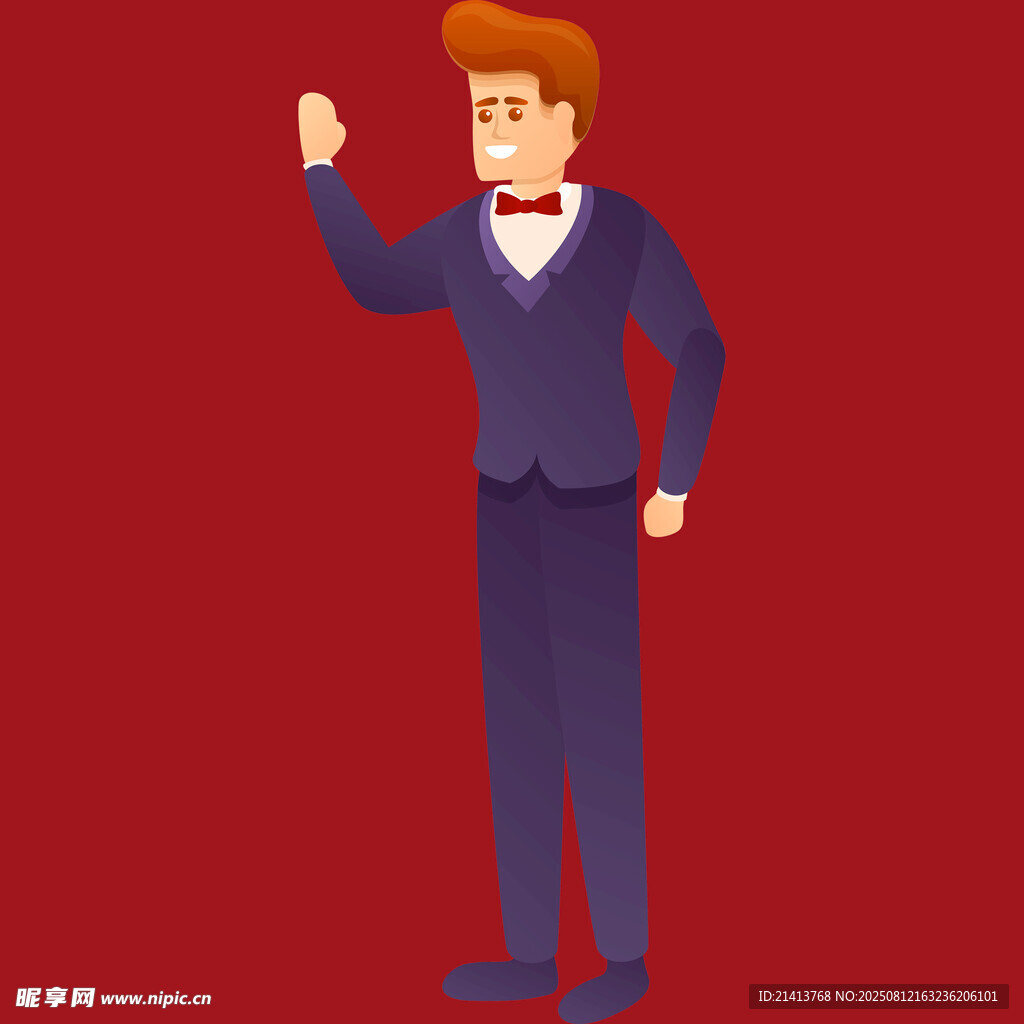穿西装打领结的男士形象