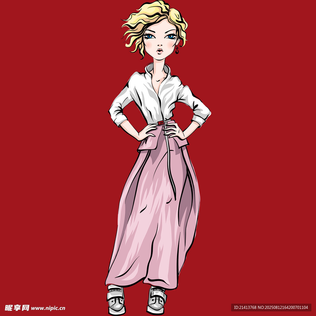 复古风金发女士优雅形象
