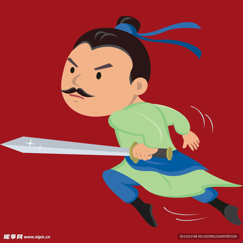 古代剑客持剑奔跑英姿