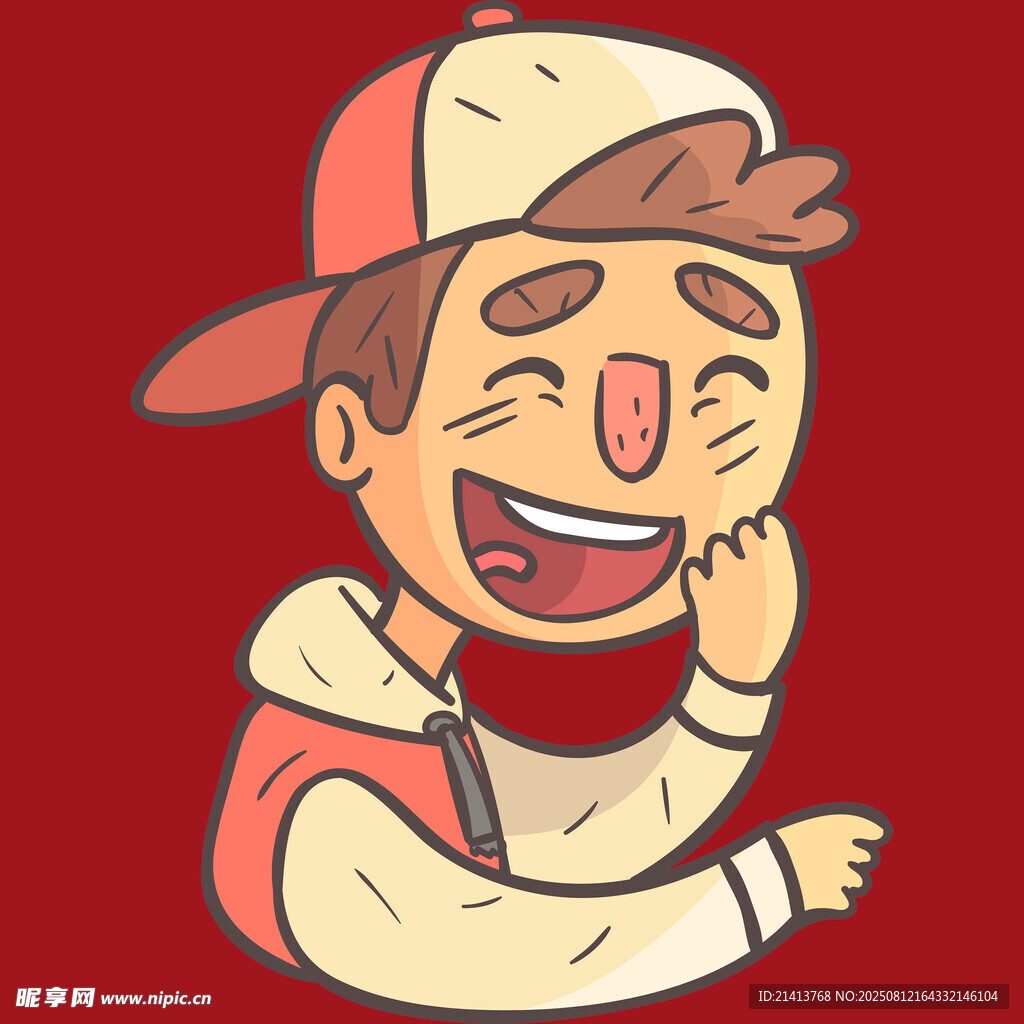 戴帽大笑的卡通男孩