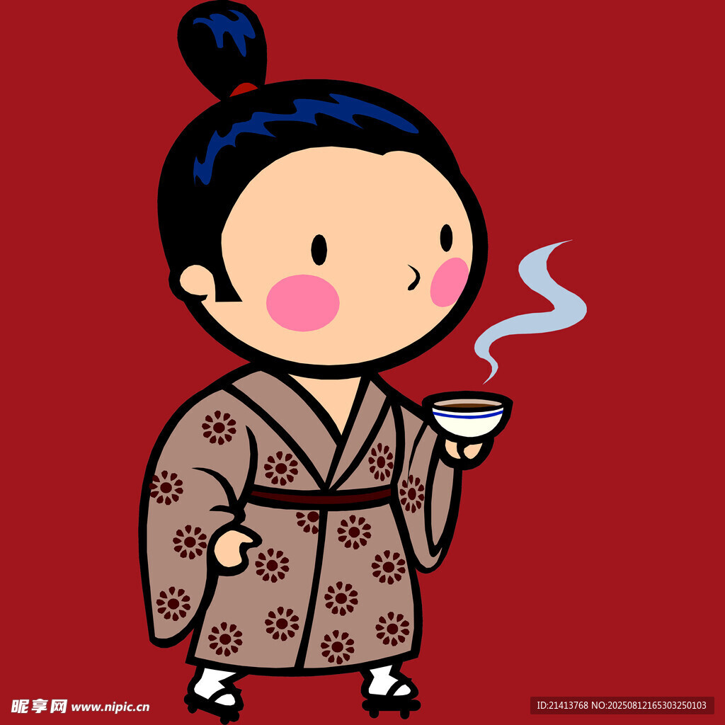 和服女孩优雅品茶